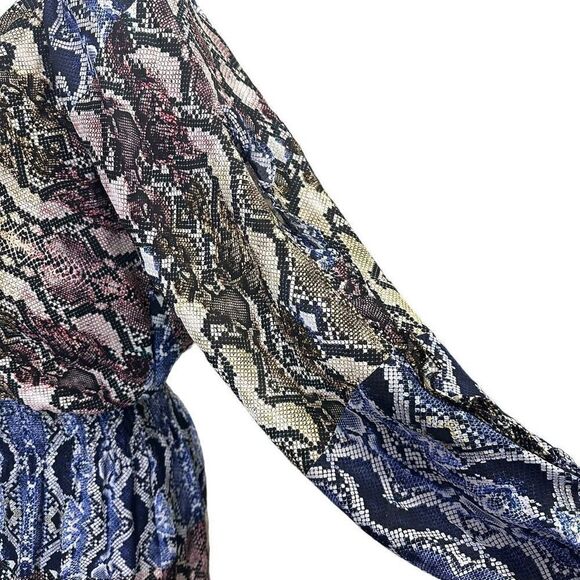 Parker Gladis Python Multicolor Print Silk Plunge Neckline Mini dress Medium - Picture 5 of 12